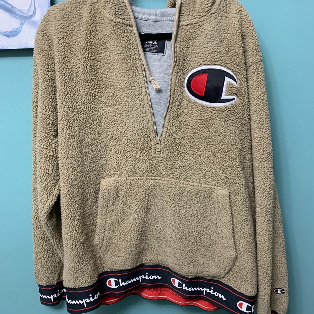 Large Hooded Sherpa Champion Quartezip